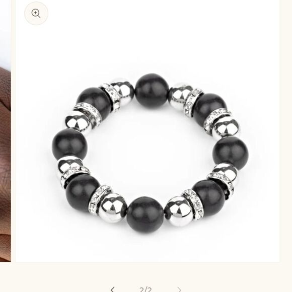 Elegant Black Silver Tone Beaded Bracelet Stretchy Womens Jewelry Accessory Cute - Picture 8 of 13